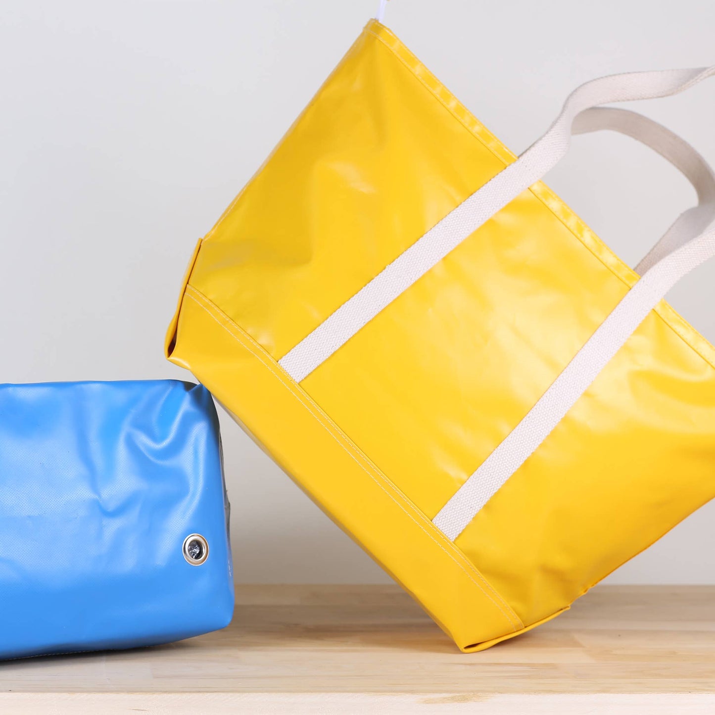 Blue and yellow tote bag