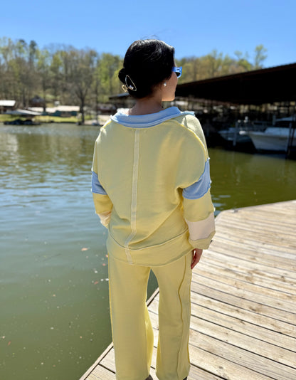 Color-block Collared Top