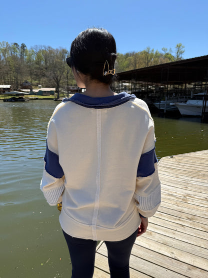 Color-block Collared Top