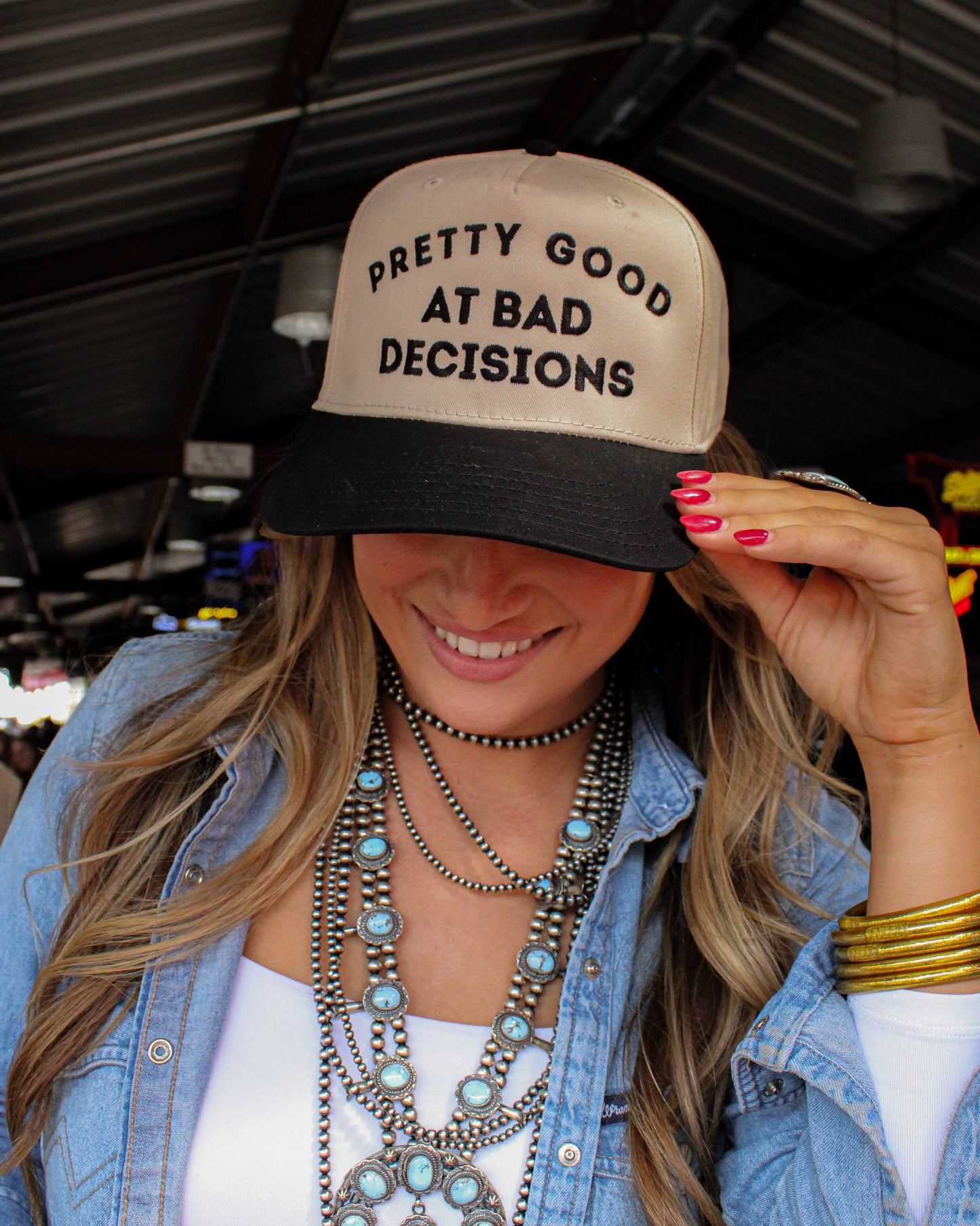 PRETTY GOOD AT BAD DECISIONS CANVAS CAP