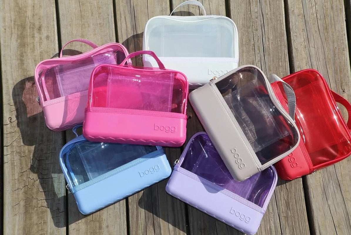 Set of colorful bogg toiletry bags