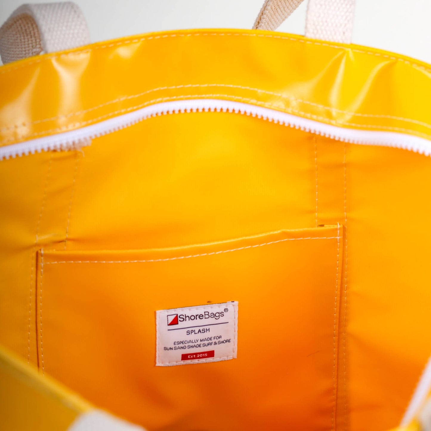 Yellow tote bag inside 